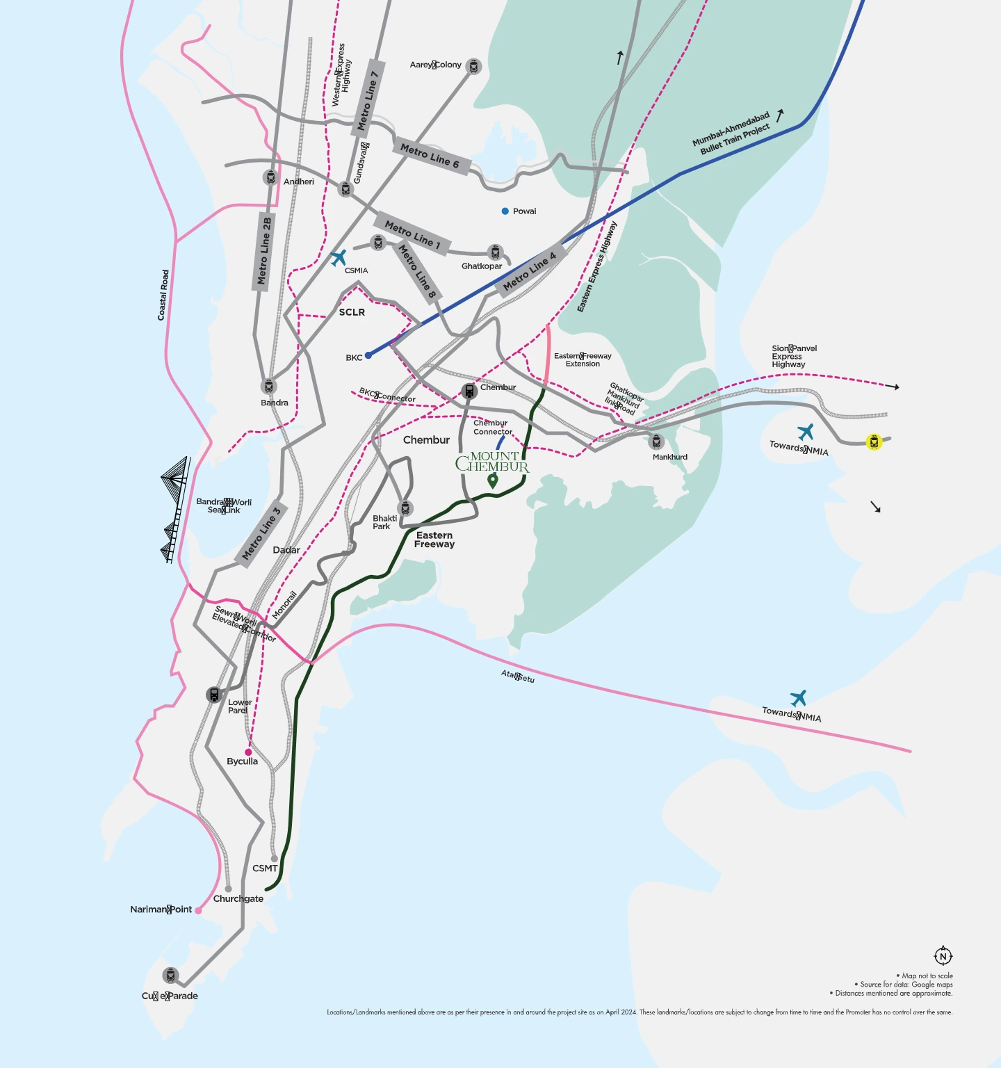 Connectivity map of Mumbai showing Mount Chembur