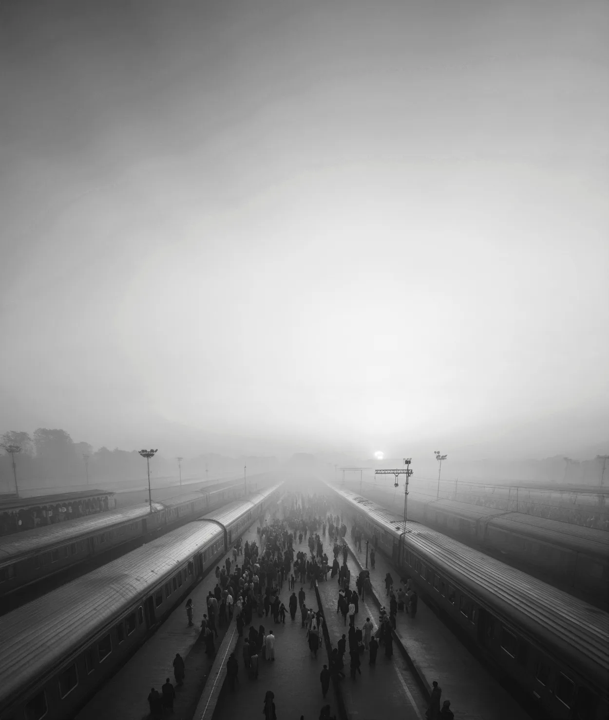Crowded railway platform